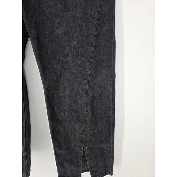 Abercrombie & Fitch women's black 90's relaxed front split hem high rise jeans 4 - Picture 2 of 5